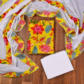 Cotton Yellow Unstitched Suit